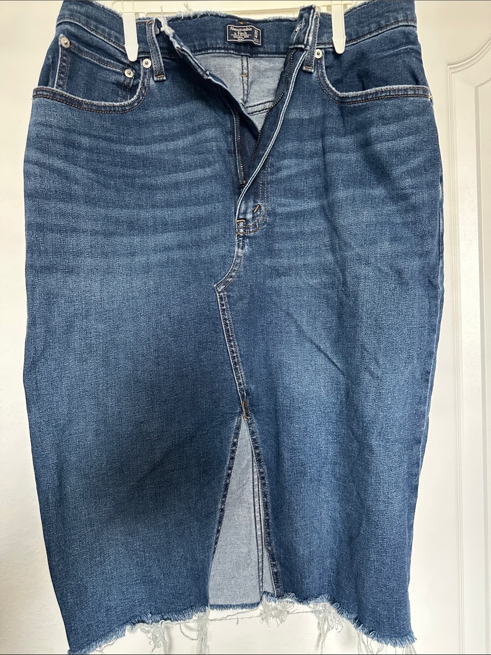 Abercrombie & Fitch Blue Denim Midi Skirt